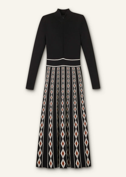 ME+EM Clothing Black Jacquard Half Zip Maxi Dress