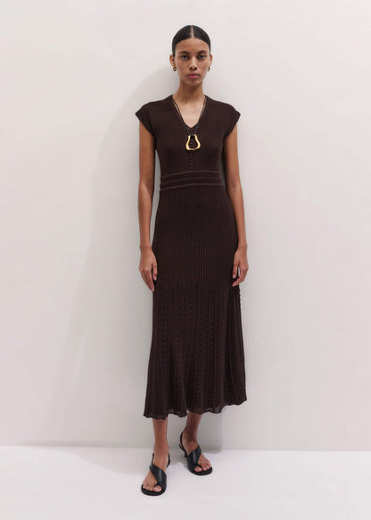 ME+EM Clothing Brown Pointelle Maxi Dress