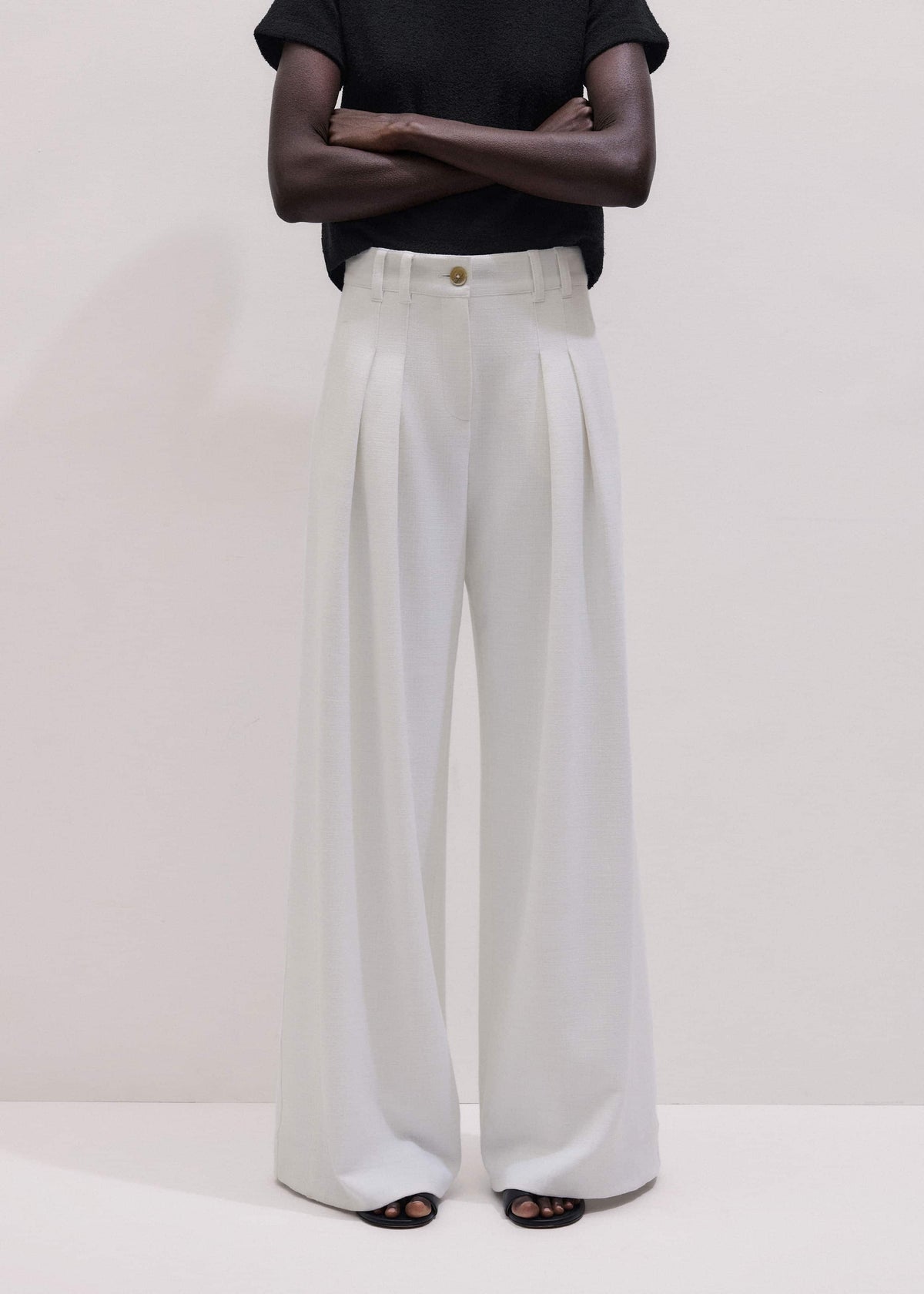 ME+EM Clothing Ivory Double Pleat Wide-Leg Pant