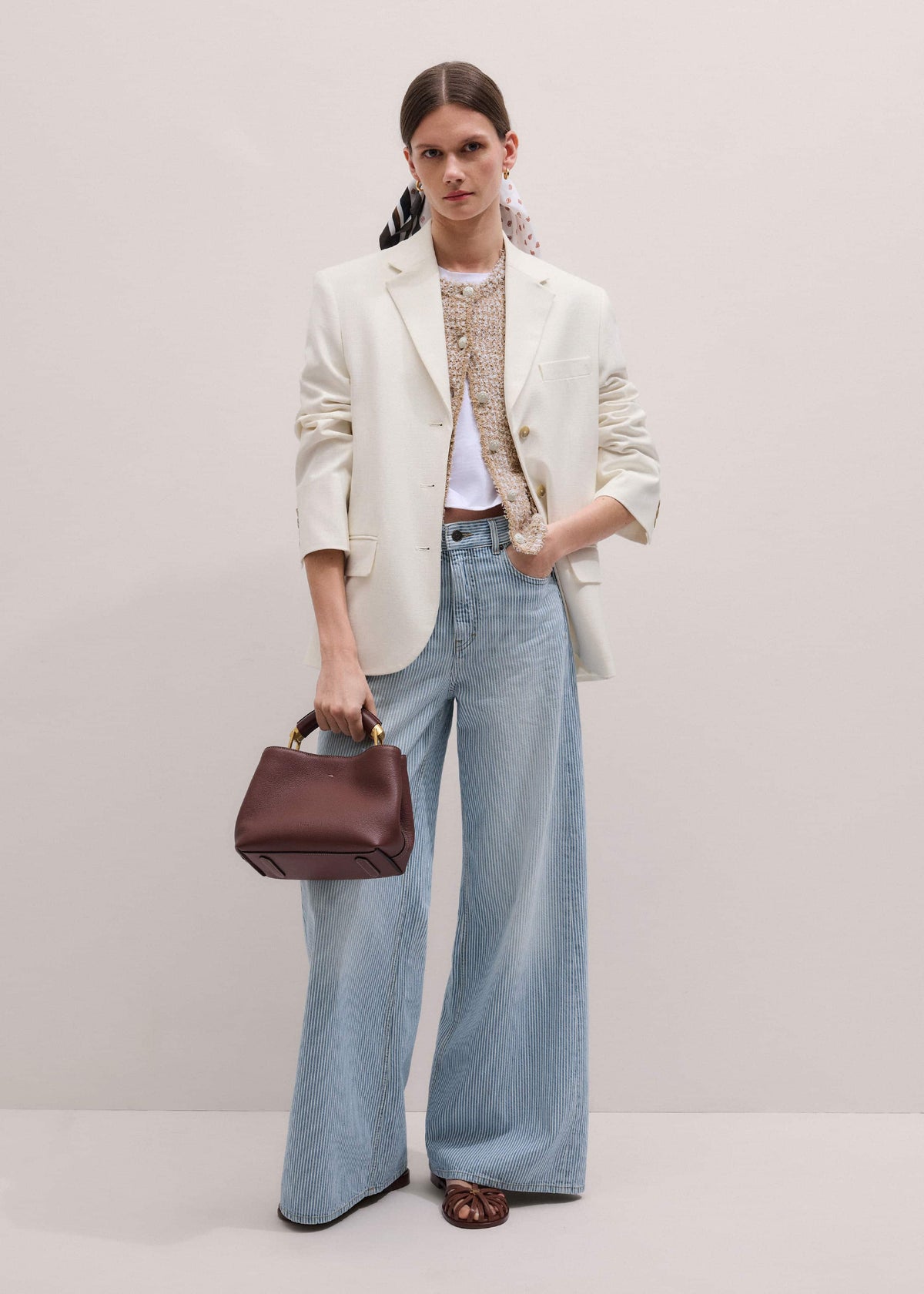 ME+EM Clothing Blue Micro Stripe Ultimate Wide-Leg Jean