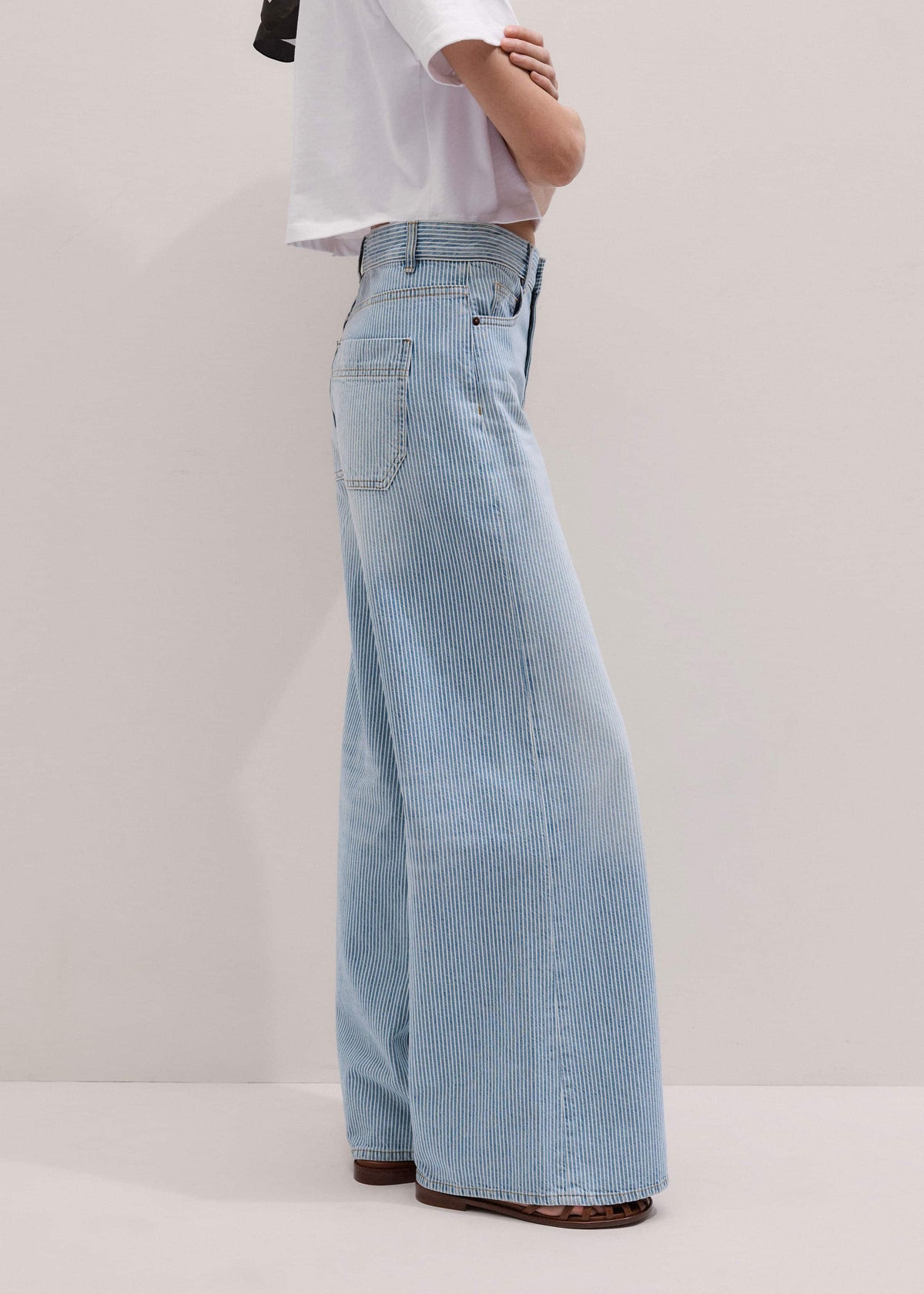 ME+EM Clothing Blue Micro Stripe Ultimate Wide-Leg Jean