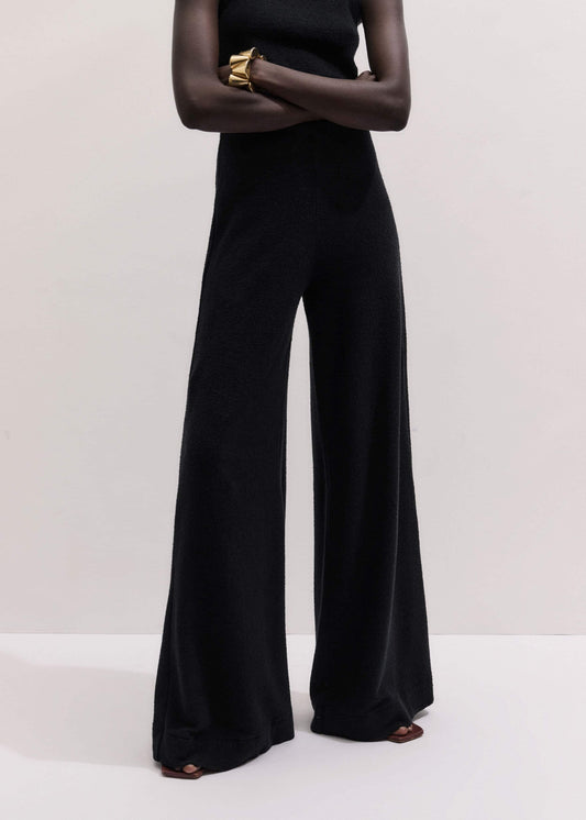 ME+EM Clothing Black Textured Wide-Leg Palazzo Pant