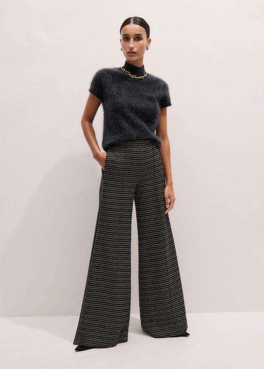 ME+EM Clothing Black Stripe Tweed Wide-Leg Pant