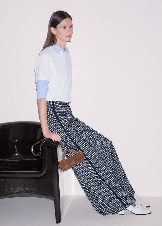 ME+EM Clothing Navy Textured Wide-Leg Pant