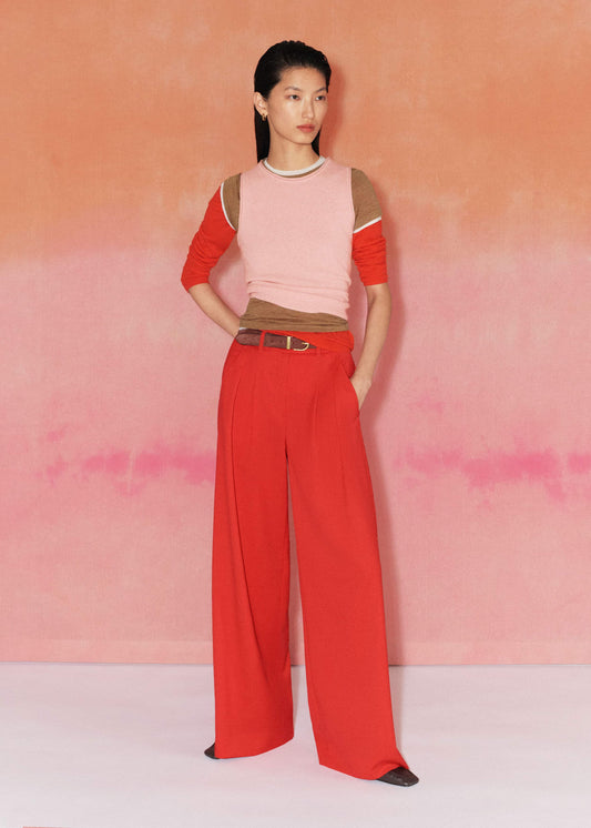 ME+EM Clothing Red Perfect Wide Pleat Front Pant