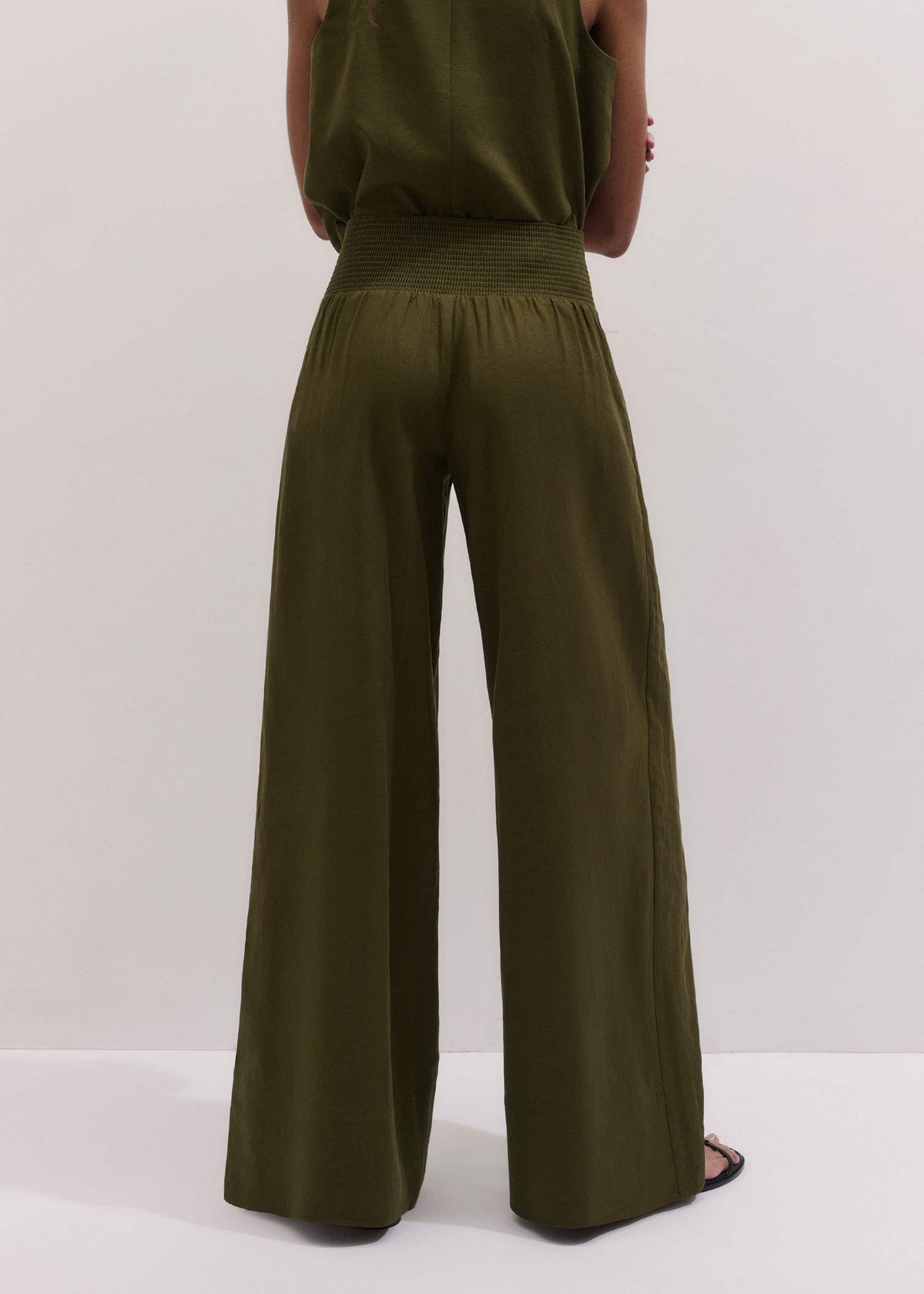 ME+EM Clothing Olive Green Shirred Wide Pant