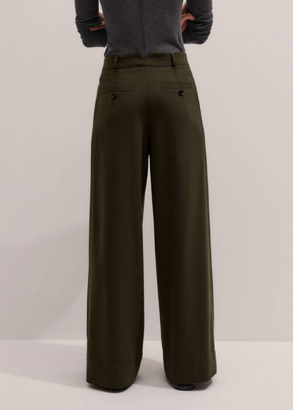ME+EM Clothing Olive Green Wide-Leg Double Pleat Pant