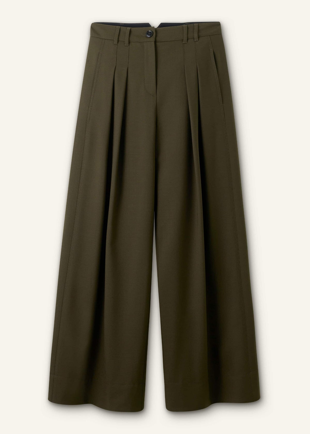 ME+EM Clothing Olive Green Wide-Leg Double Pleat Pant