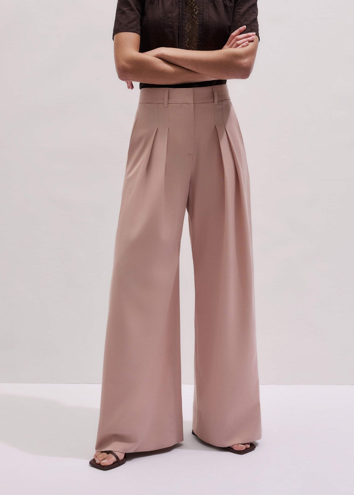 ME+EM Clothing Pink Pleat Wide-Leg Pant