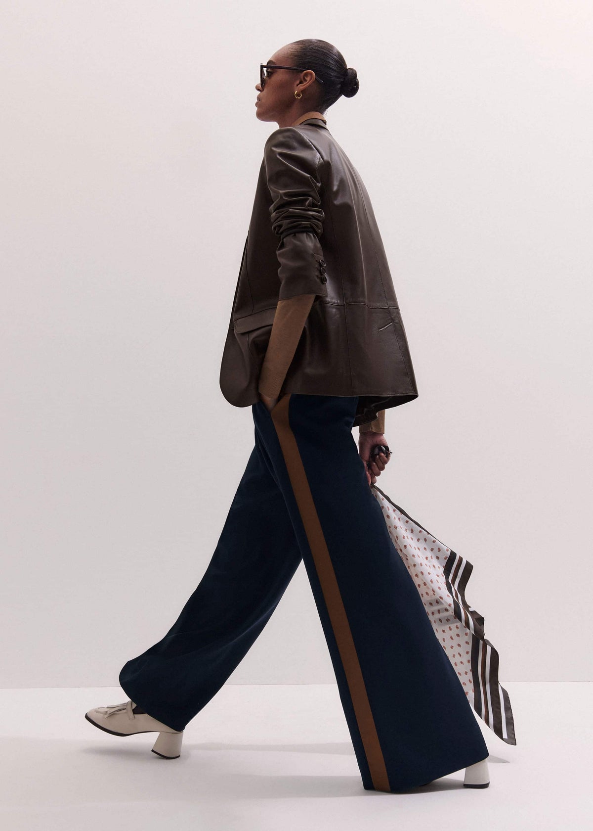 ME+EM Clothing Navy Contrast Side Panel Wide-Leg Pant