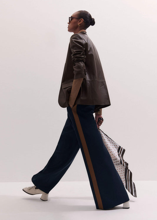 ME+EM Clothing Navy Contrast Side Panel Wide-Leg Pant