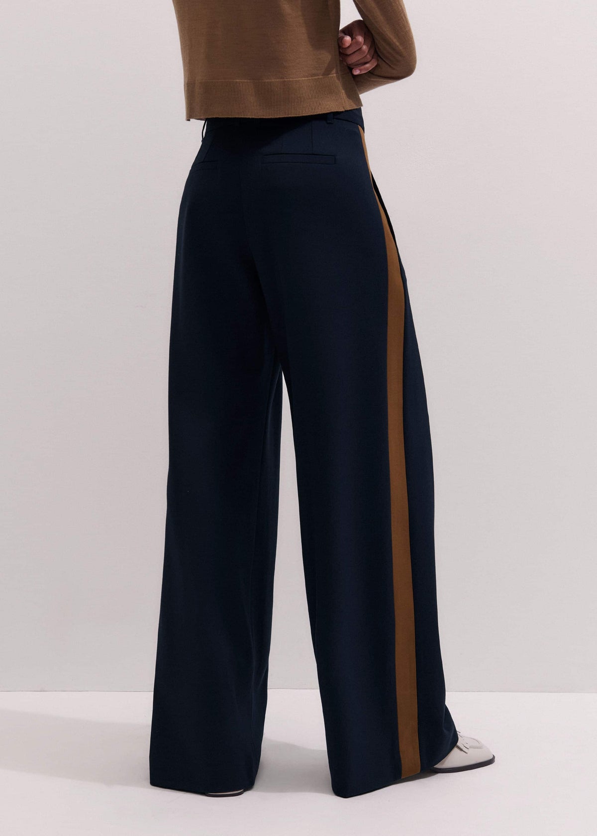 ME+EM Clothing Navy Contrast Side Panel Wide-Leg Pant