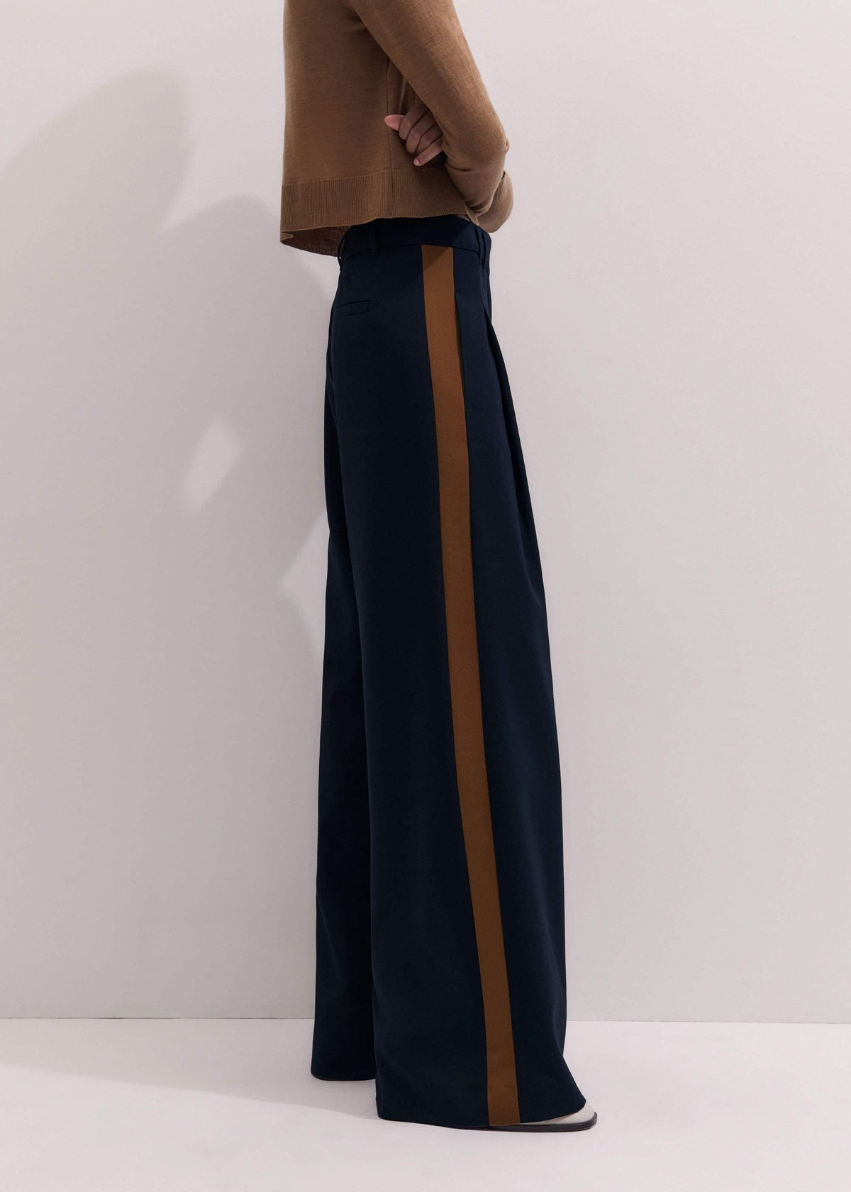 ME+EM Clothing Navy Contrast Side Panel Wide-Leg Pant