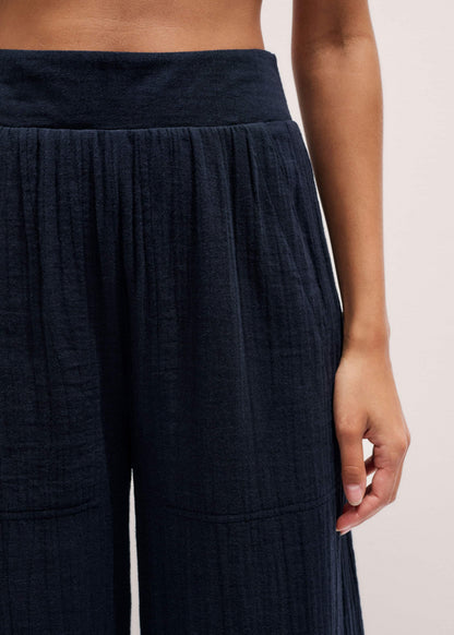 ME+EM Clothing Navy Cheesecloth Wide-Leg Pant