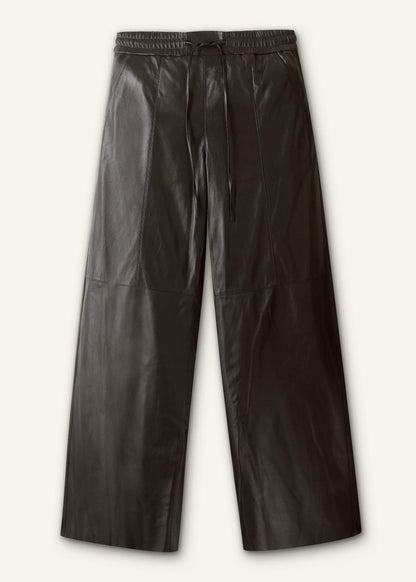ME+EM Clothing Warm Black Leather Wide-Leg Track Pant