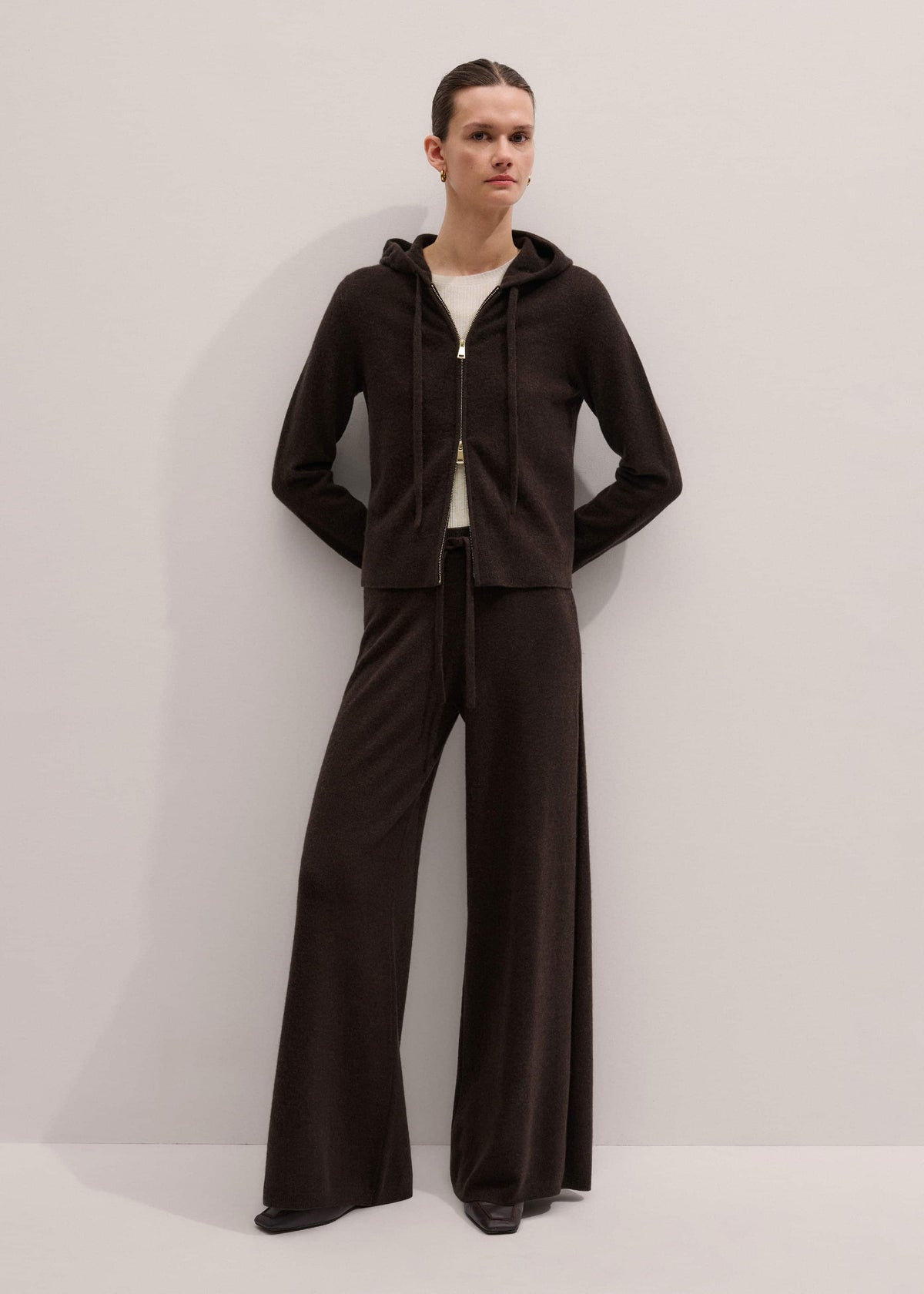 ME+EM Clothing Brown Cashmere Wide-Leg Knit Pant