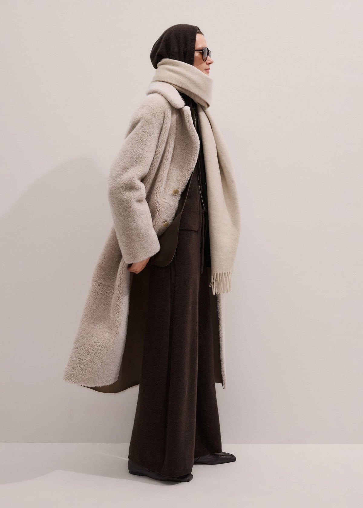 ME+EM Clothing Brown Cashmere Wide-Leg Knit Pant