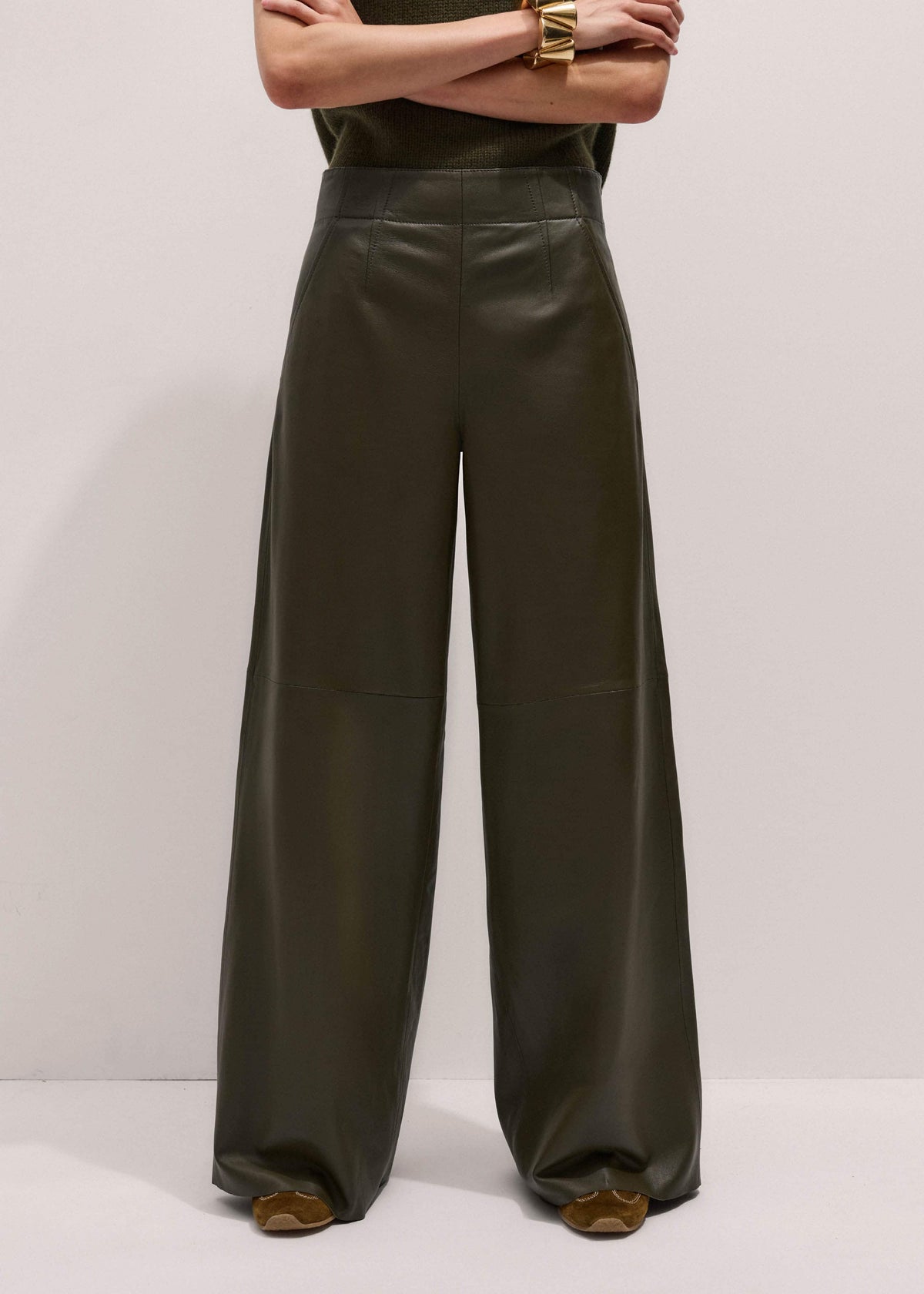 ME+EM Clothing Olive Green Wide-Leg Pant