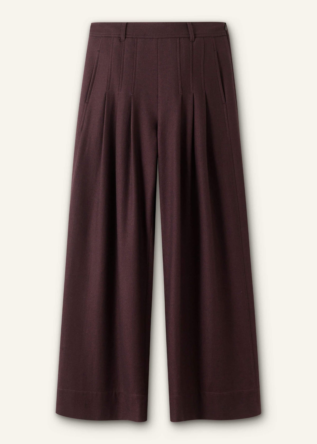 ME+EM Clothing Red Wool Multi Pleat Wide-Leg Pant