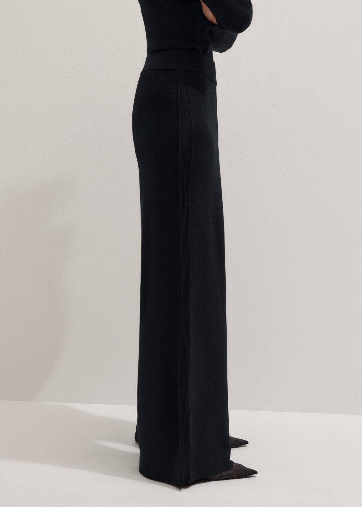 ME+EM Clothing Black Silk Knit Evening Palazzo Pant