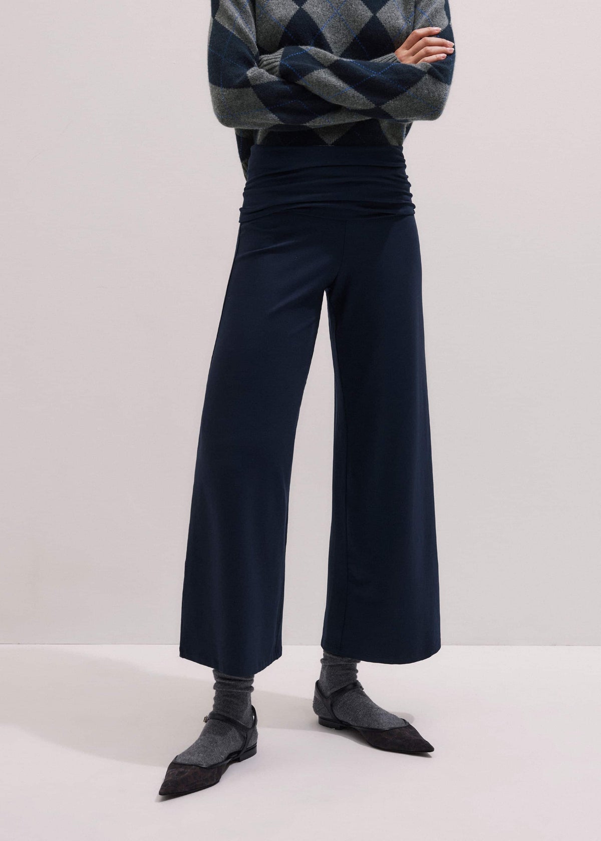 ME+EM Clothing Crop Palazzo Pant - Dark Navy Travel Pants |Vacation Shop