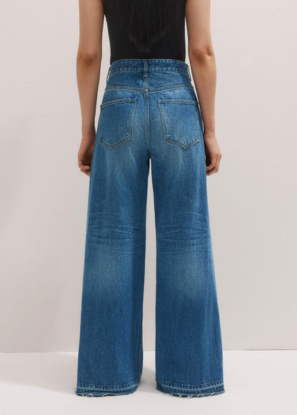 ME+EM Clothing Blue Distressed Ultimate Wide-Leg Jean