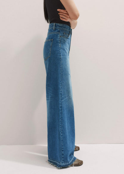 ME+EM Clothing Blue Distressed Ultimate Wide-Leg Jean