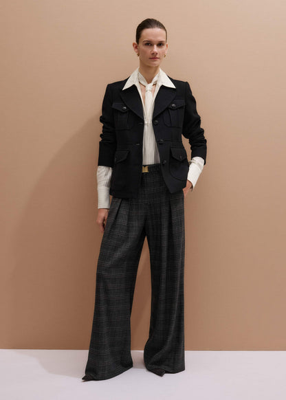 ME+EM Clothing Gray Wool Wide-Leg Double Pleat Trouser