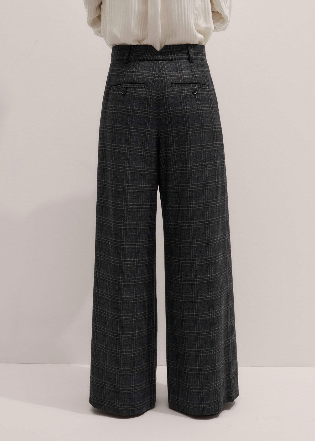 ME+EM Clothing Gray Wool Wide-Leg Double Pleat Trouser