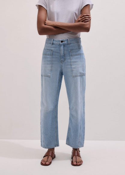 ME+EM Clothing Blue Micro Stripe Engineered Leg Jean