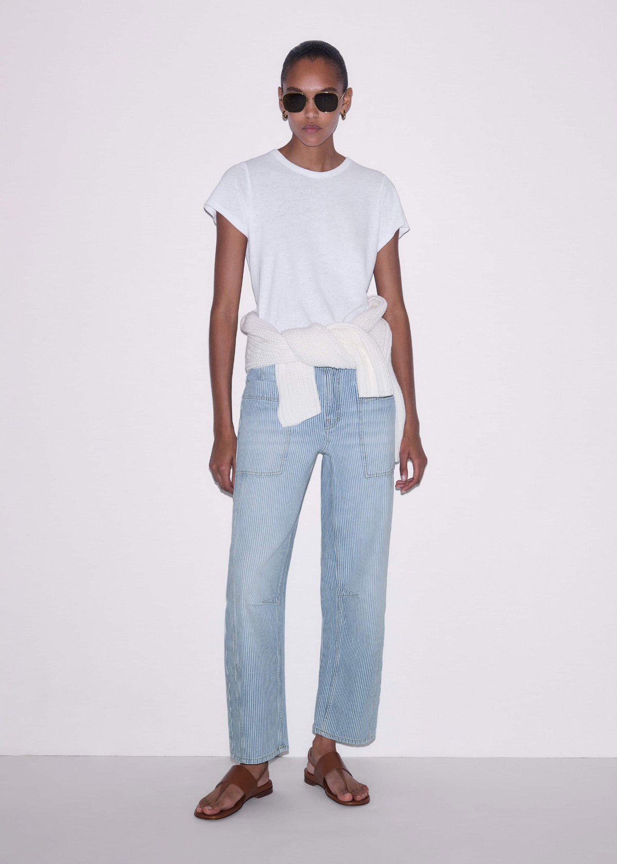 ME+EM Clothing Blue Micro Stripe Engineered Leg Jean