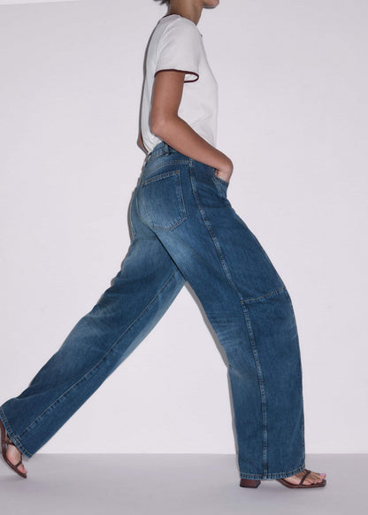 ME+EM Clothing Mid Blue Exaggerated Tapered Jean