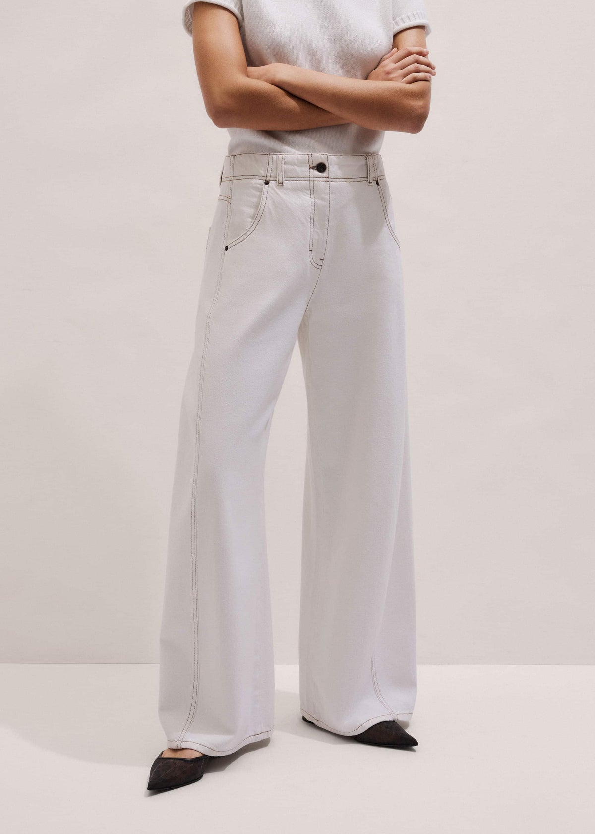 ME+EM Clothing White Relaxed Engineered Jean