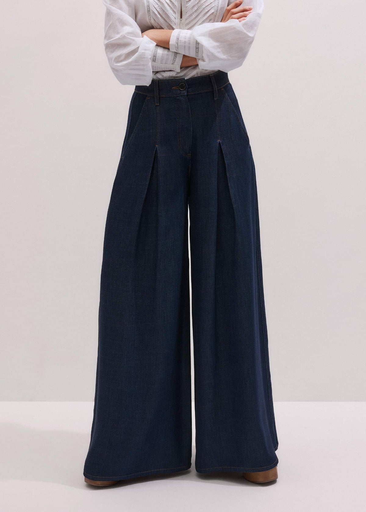ME+EM Clothing Dark Blue Pleat Very Wide Pant
