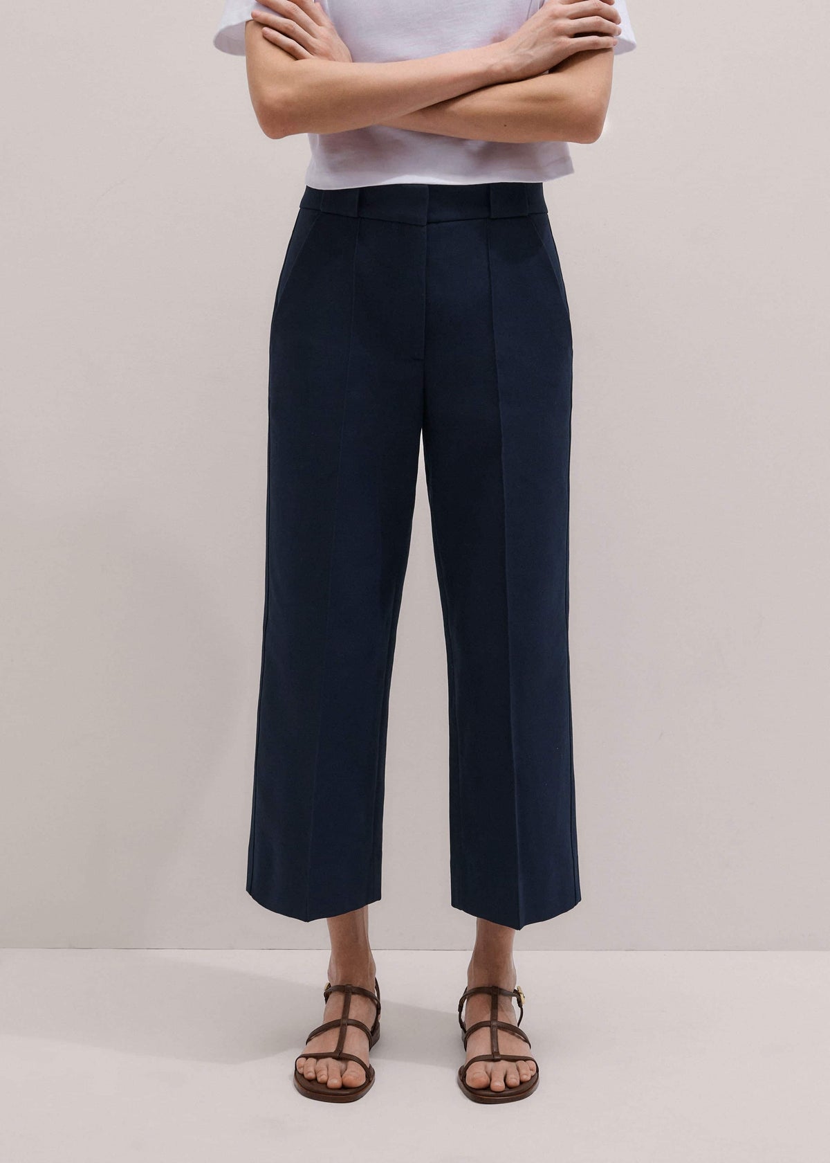ME+EM Clothing Navy Straight Crop Pant
