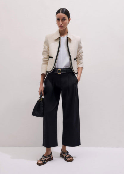 ME+EM Clothing Black Straight Crop Pleat Front Pant