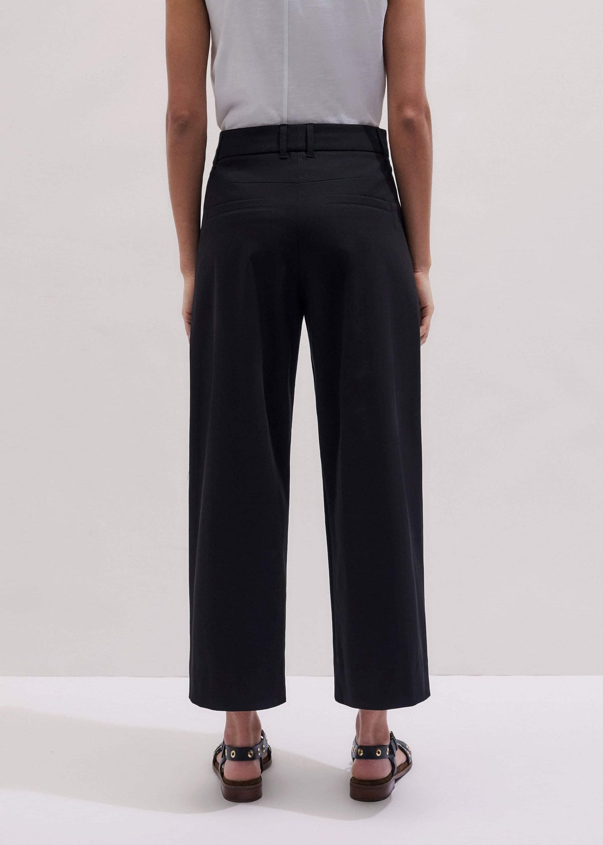 ME+EM Clothing Black Straight Crop Pleat Front Pant