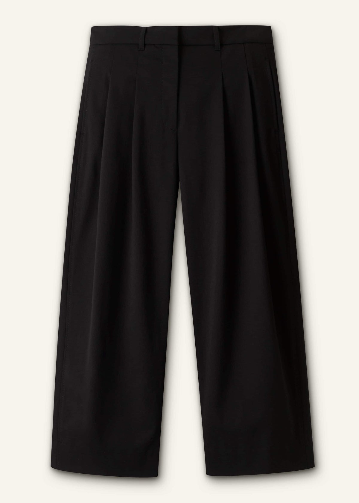 ME+EM Clothing Black Straight Crop Pleat Front Pant