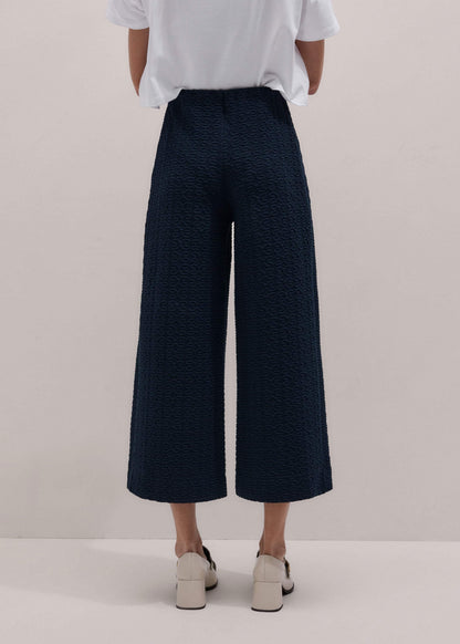 ME+EM Clothing Navy Curling Cross Jacquard Cropped Pant