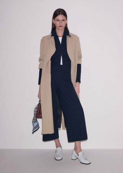 ME+EM Clothing Navy Curling Cross Jacquard Cropped Pant