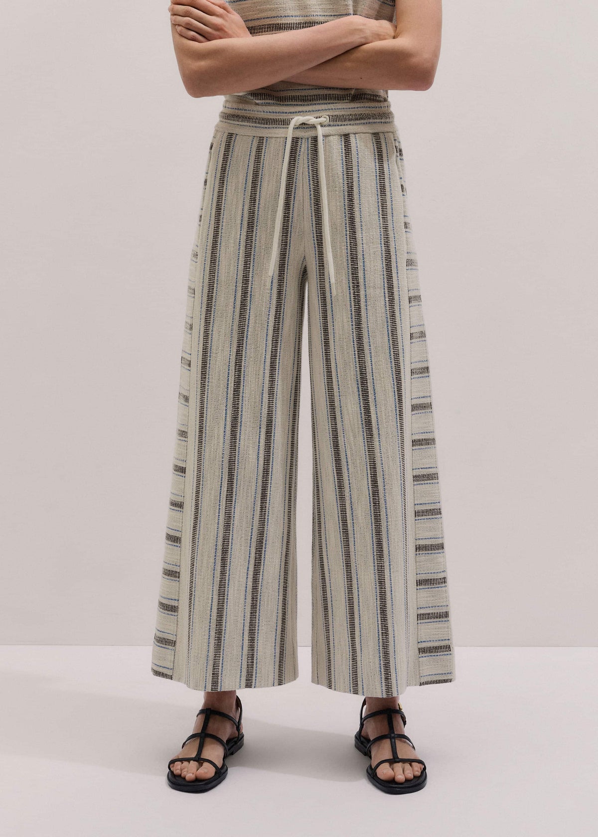 ME+EM Clothing Cream Stripe Crop Track Pant