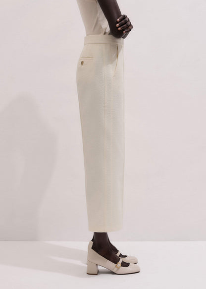 ME+EM Clothing Ivory Luxe Jacquard Straight Crop Pant