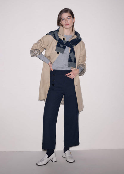 ME+EM Clothing Navy Button Front Straight Crop Pant