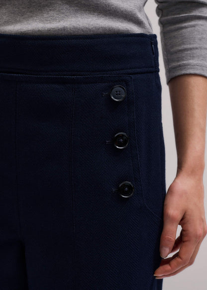 ME+EM Clothing Navy Button Front Straight Crop Pant