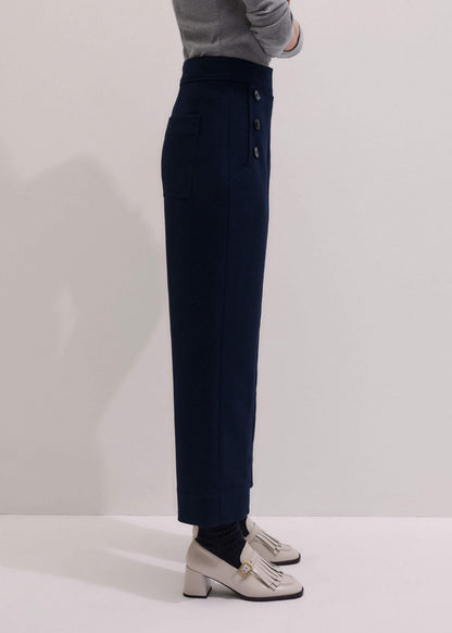 ME+EM Clothing Navy Button Front Straight Crop Pant