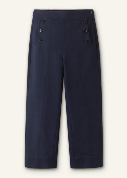 ME+EM Clothing Navy Button Front Straight Crop Pant