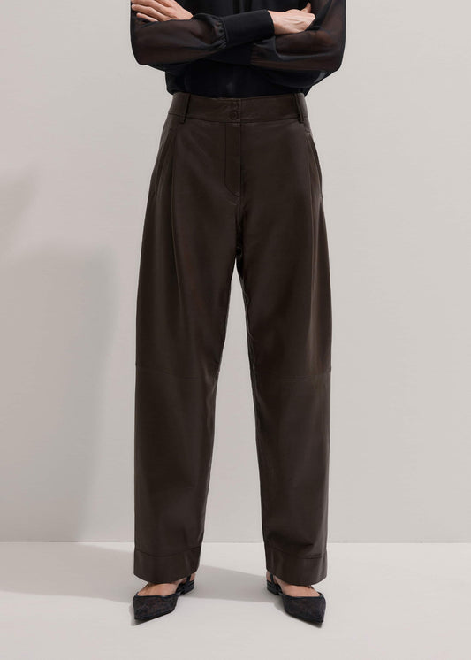 ME+EM Clothing Brown Leather Clever Tapered Pant