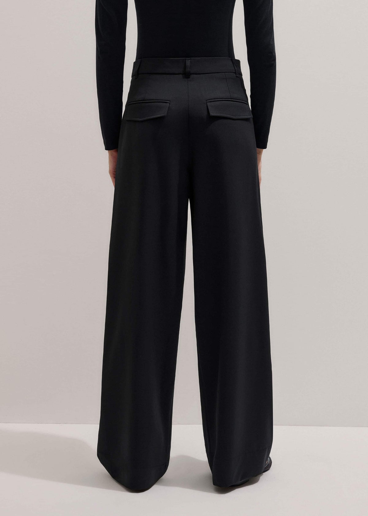 ME+EM Clothing Black Wool Exaggerated Tapered Pleat Pant