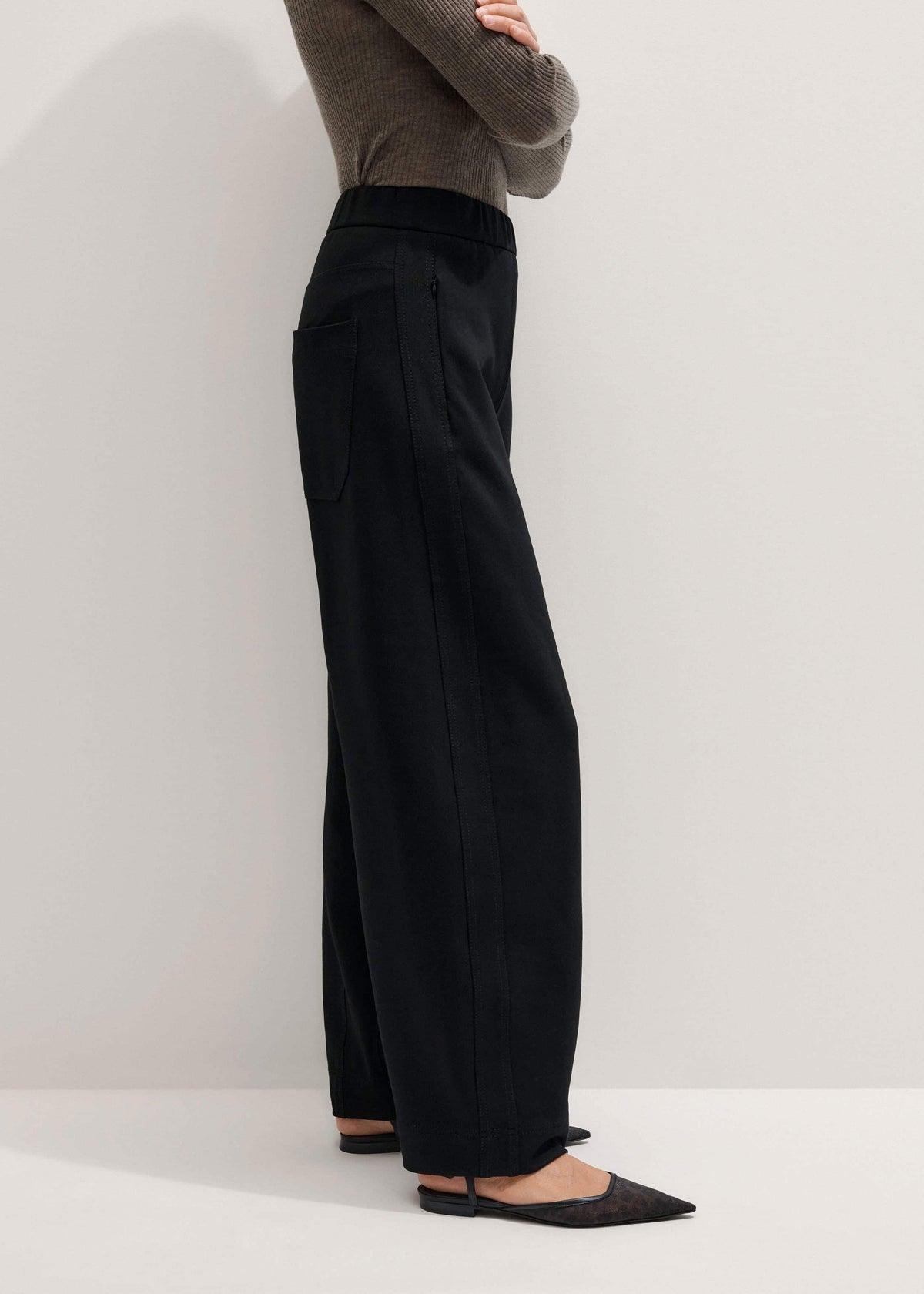 ME+EM Clothing Black Luxe Travel Tailoring Barrel-Leg Pant
