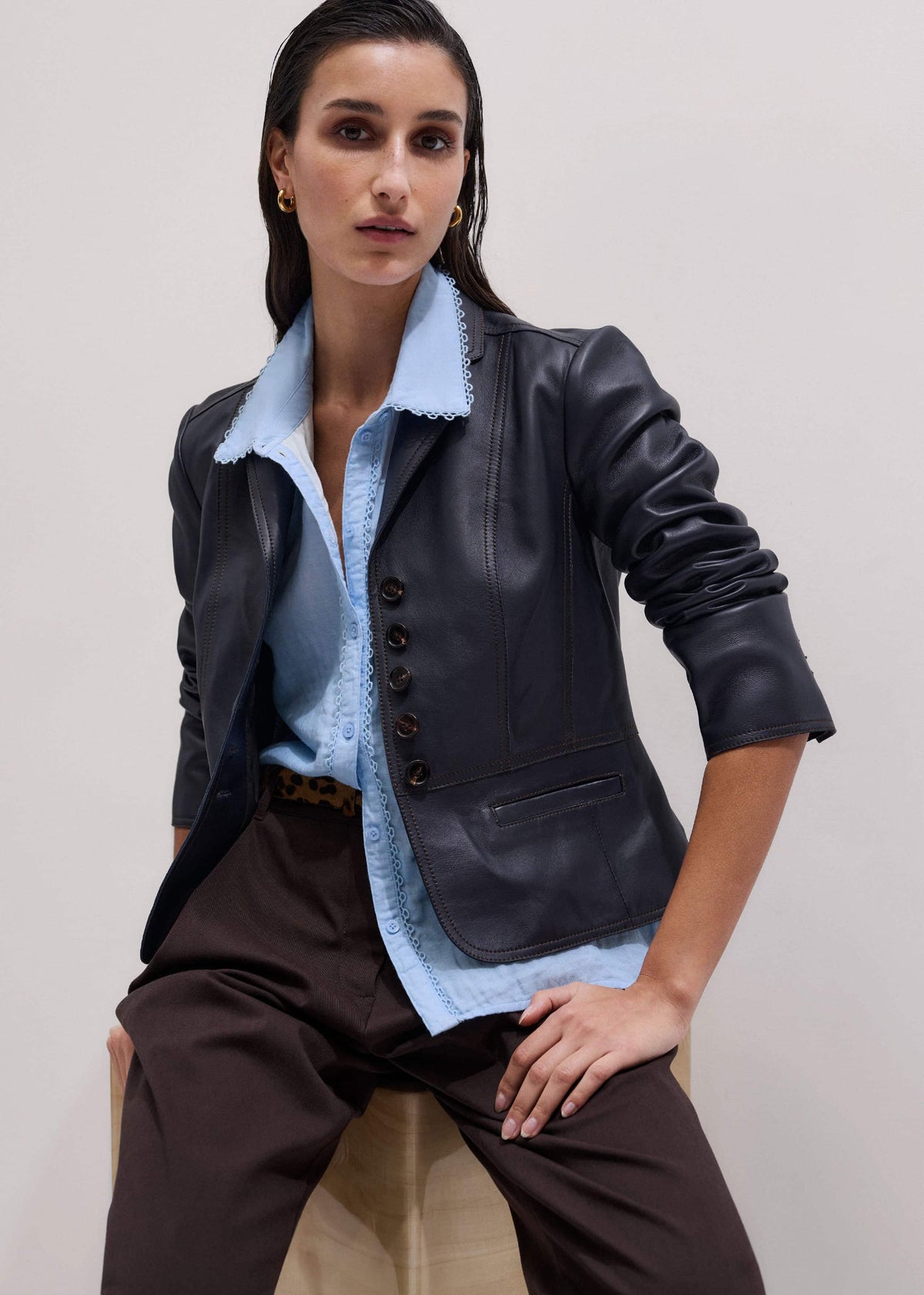ME+EM Clothing Blue Cheesecloth Summer Blouse